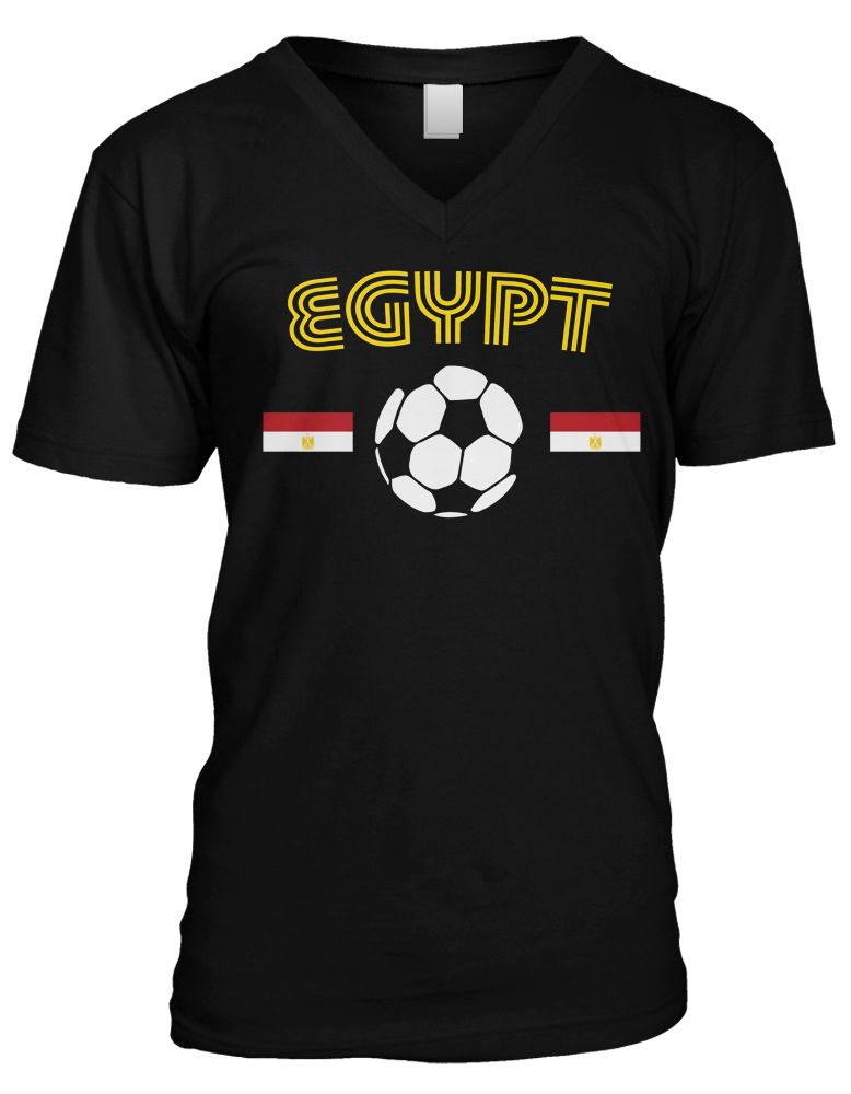Egypt Soccer Ball Flag Egyptian Pride Nationality Mens Vneck Tshirt